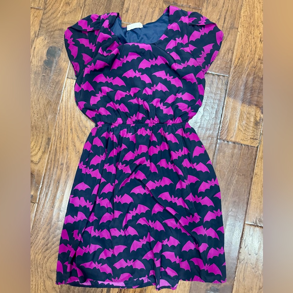 ModCloth Peach Love Bat Print Dress